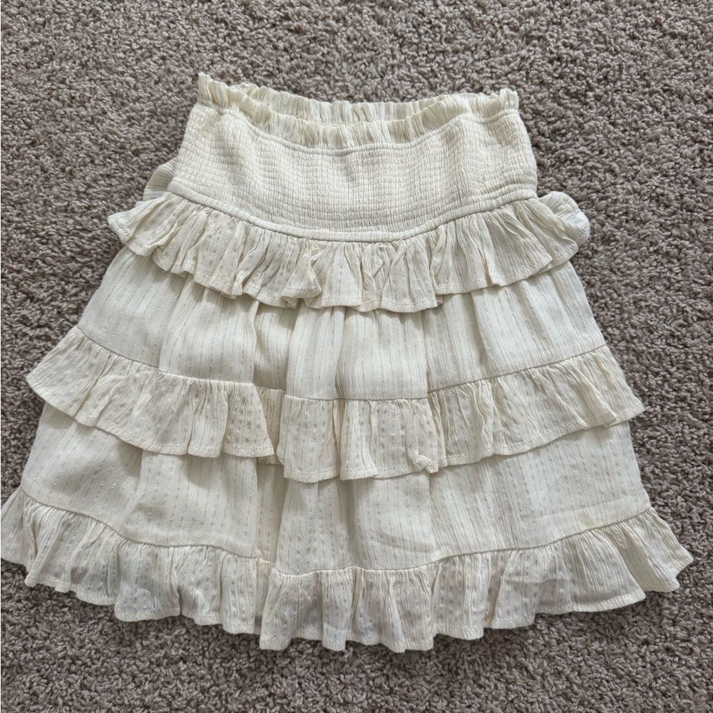 Elegant Cream and Gold Ruffled Skirt